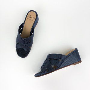 No.6 Orlando Wedge Sandals (navy, size 8)